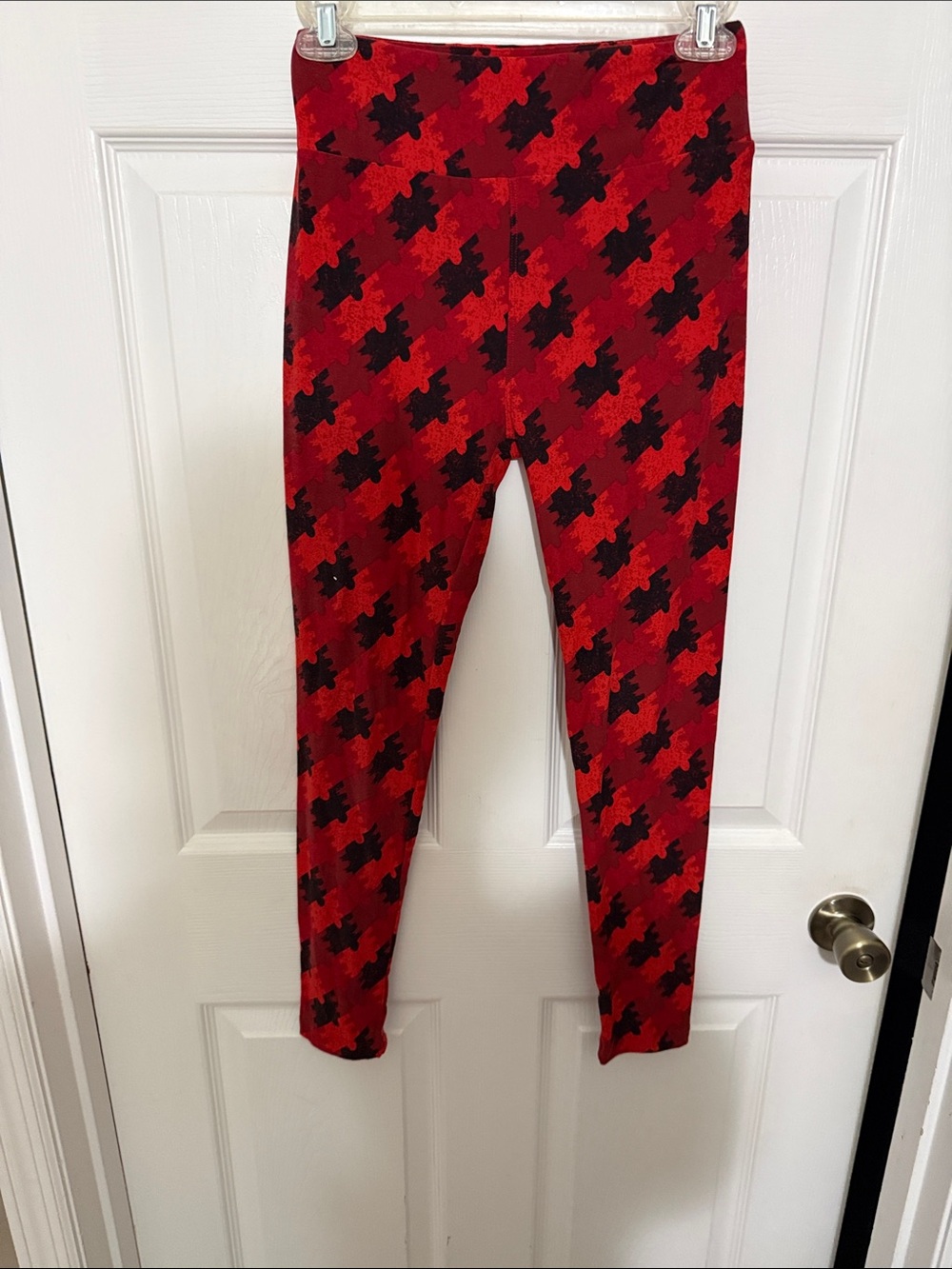 LuLaRoe Kids Red and Black Houndstooth Leggings